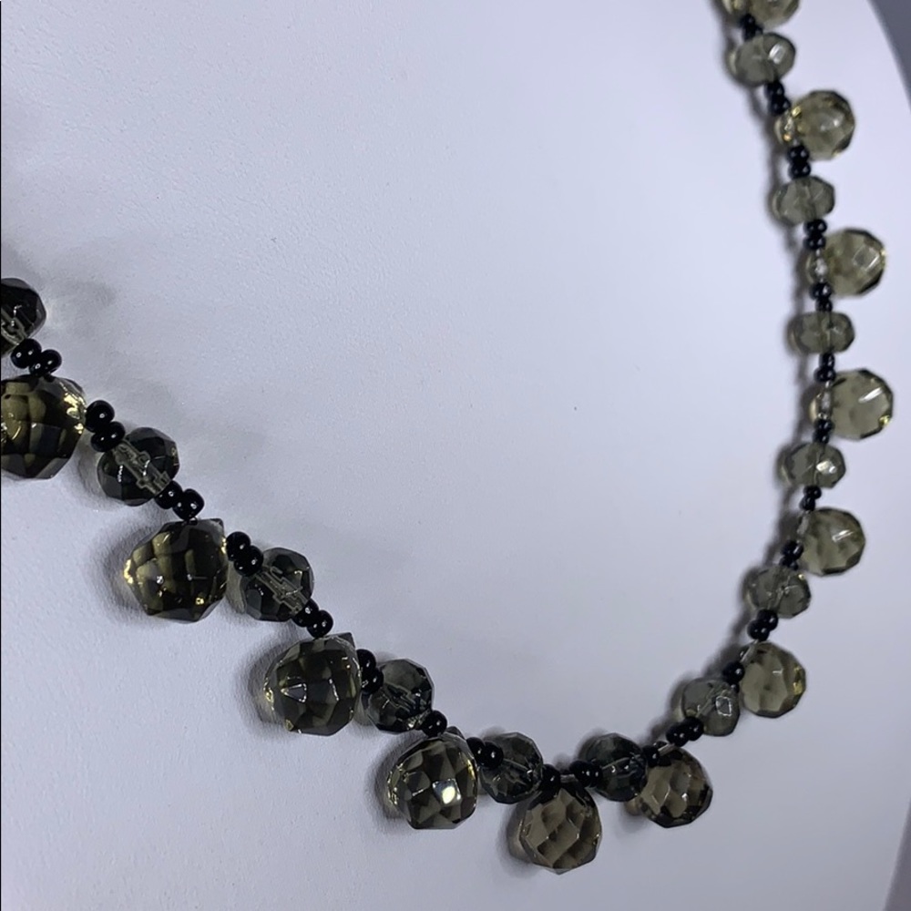 Vintage Smoky glass bead necklace